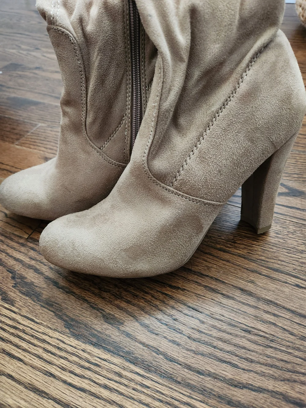 Women's Taupe Over-the-Knee Heeled Boots